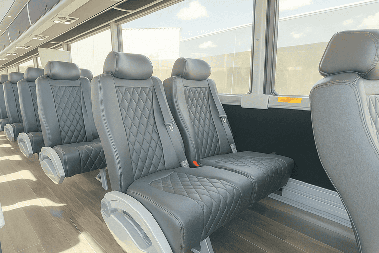 interior of Clemson Coach Bus Service charter bus