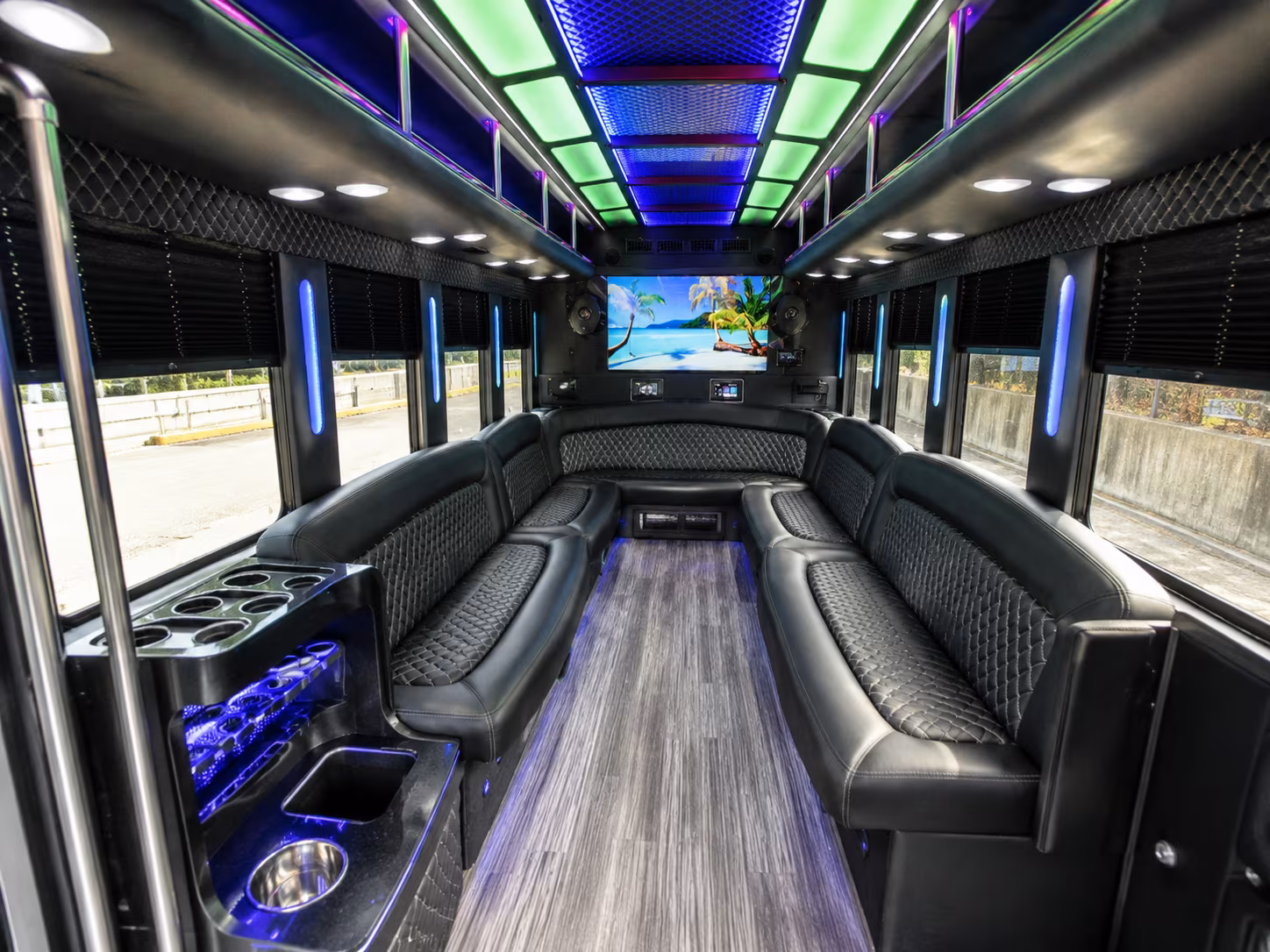 clemson 18 passenger party bus inside
