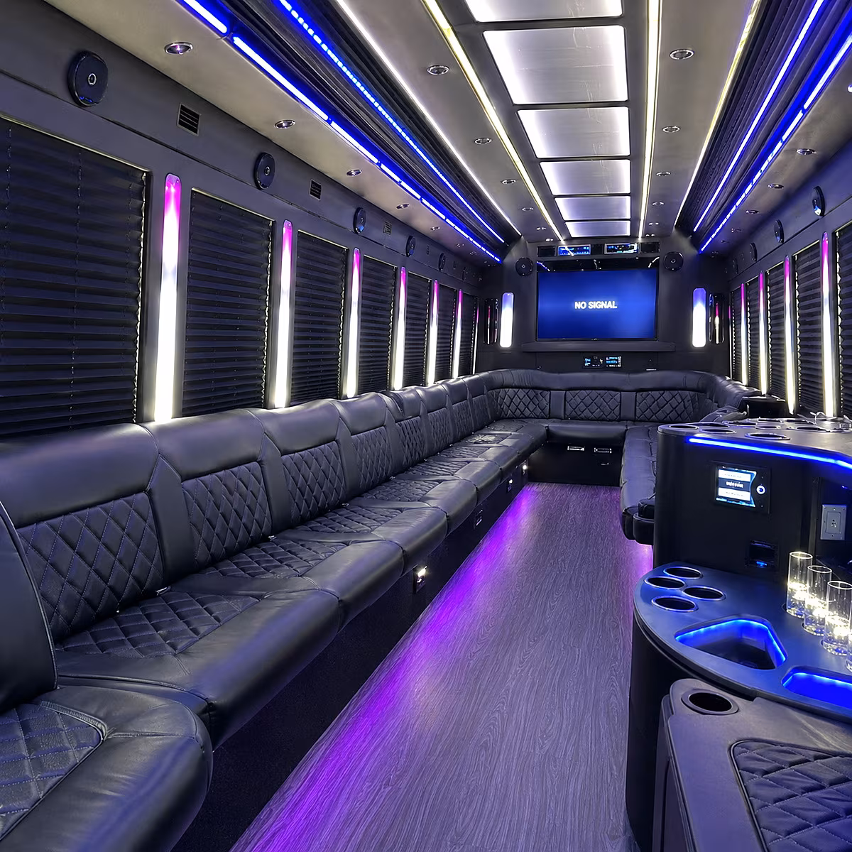 clemson 30 passenger party bus inside