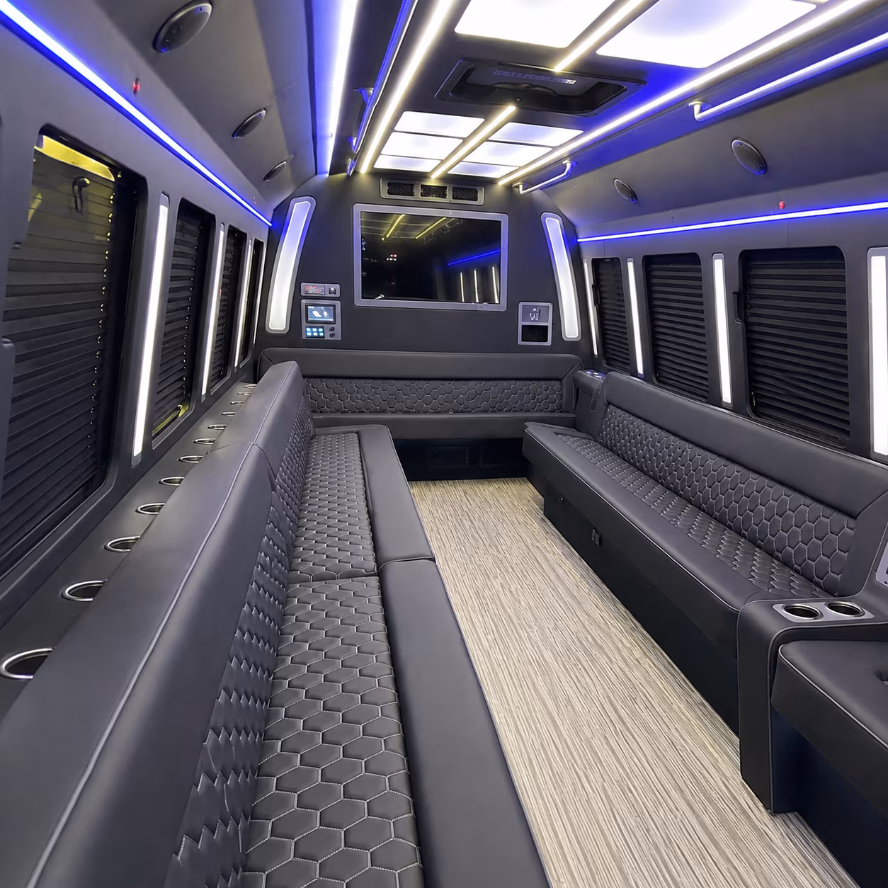 clemson 40 passenger party bus inside