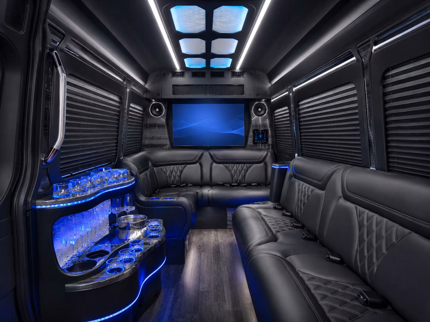 clemson 50 passenger party bus inside