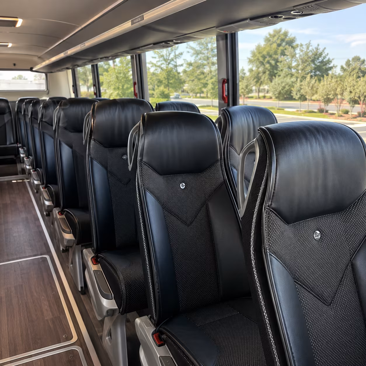 clemson 56 passenger charter bus inside